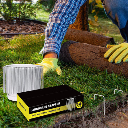 240 Pack Landscape Staples 6 Inch, Galvanized Garden Stakes