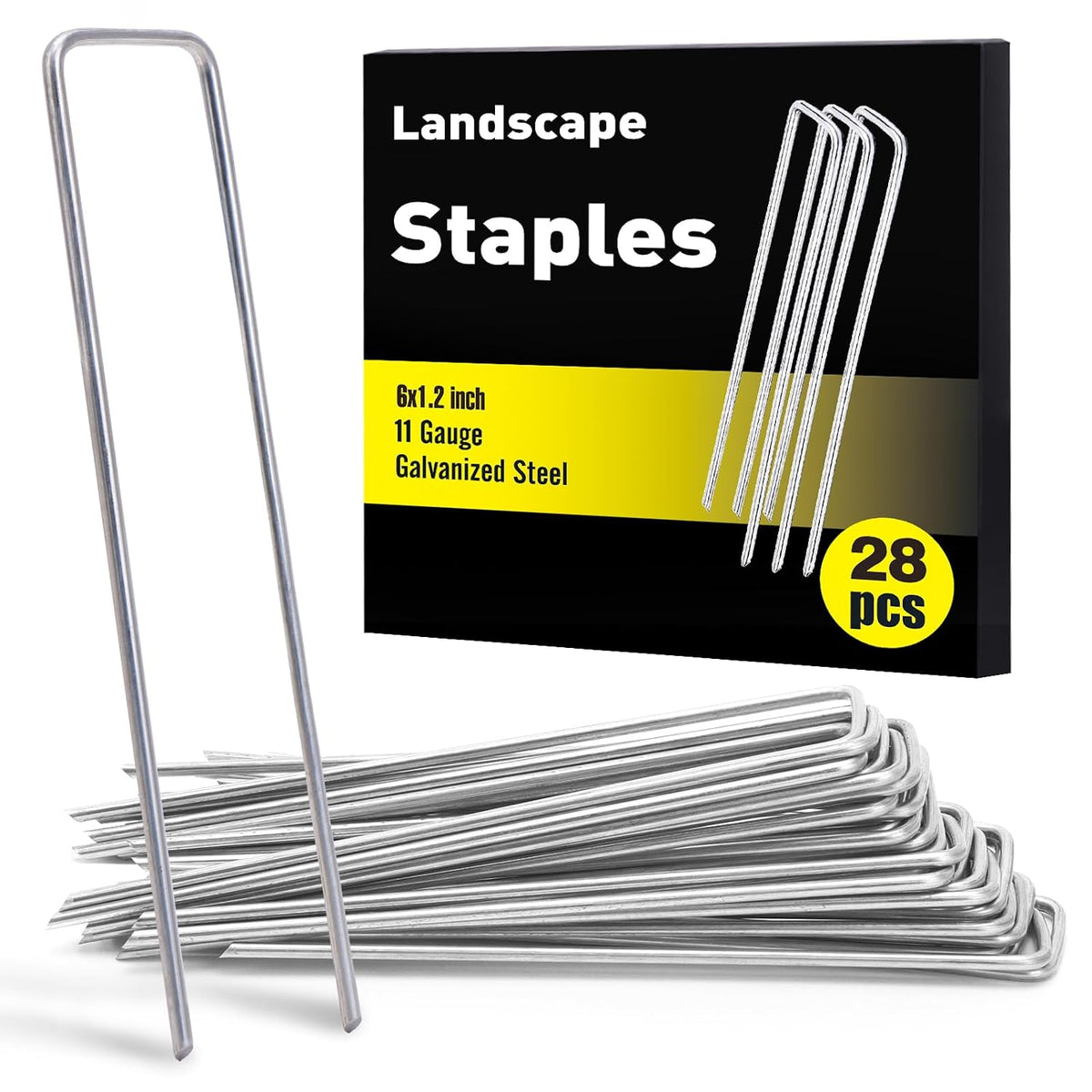 240 Pack Landscape Staples 6 Inch, Galvanized Garden Stakes