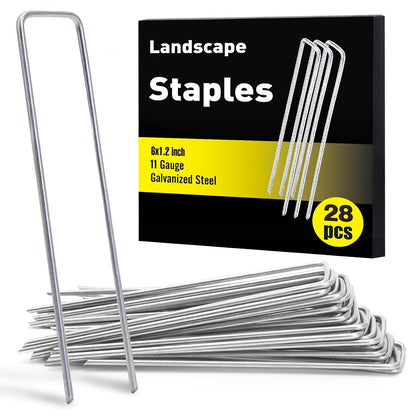 240 Pack Landscape Staples 6 Inch, Galvanized Garden Stakes