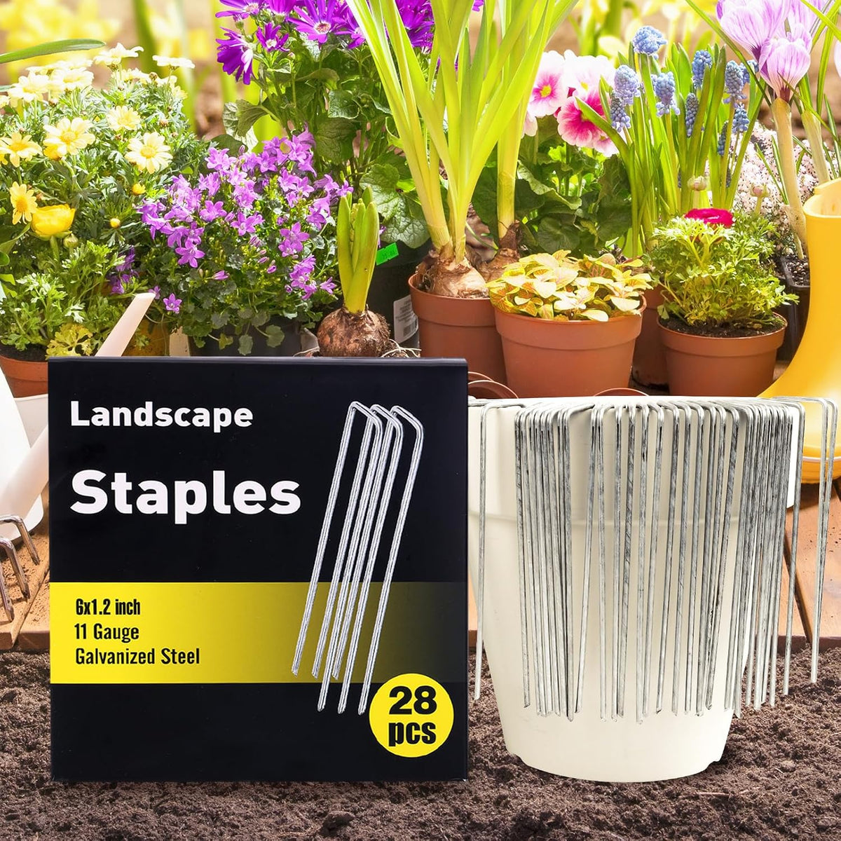 240 Pack Landscape Staples 6 Inch, Galvanized Garden Stakes