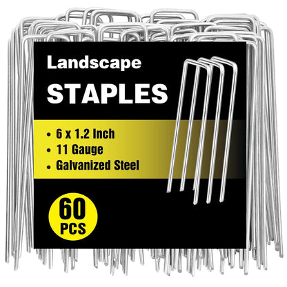 240 Pack Landscape Staples 6 Inch, Galvanized Garden Stakes
