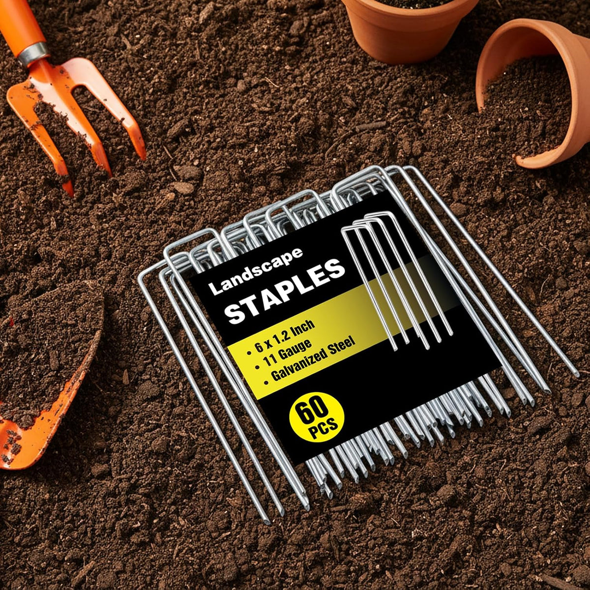 240 Pack Landscape Staples 6 Inch, Galvanized Garden Stakes