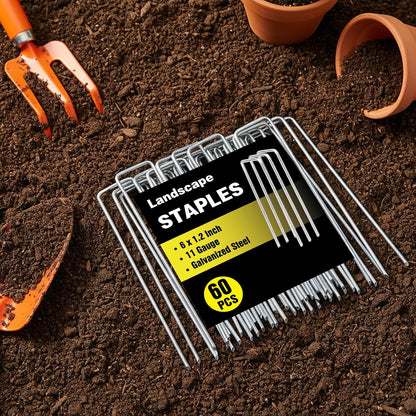 240 Pack Landscape Staples 6 Inch, Galvanized Garden Stakes