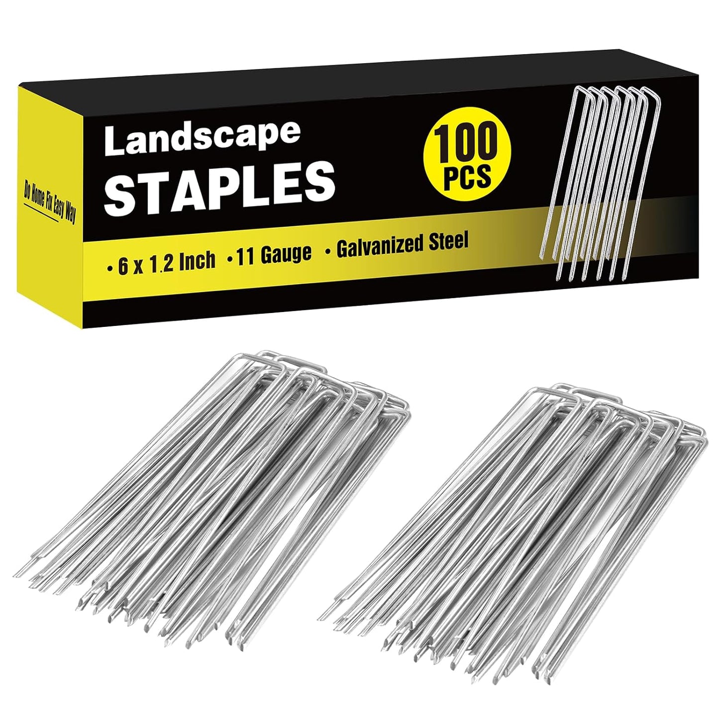 240 Pack Landscape Staples 6 Inch, Galvanized Garden Stakes