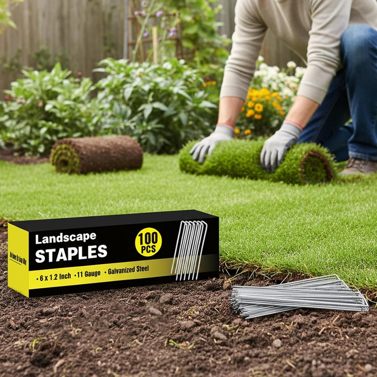 240 Pack Landscape Staples 6 Inch, Galvanized Garden Stakes