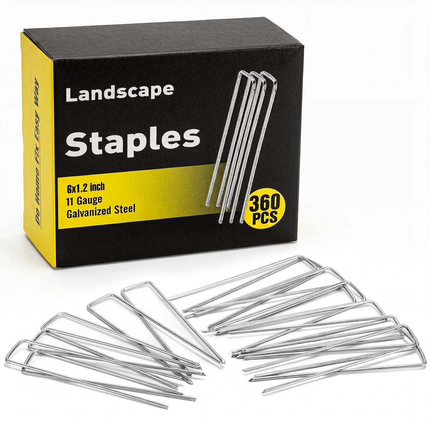 240 Pack Landscape Staples 6 Inch, Galvanized Garden Stakes