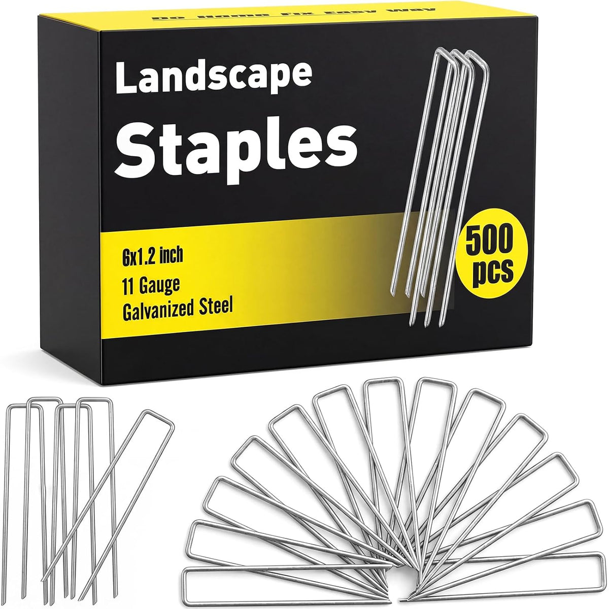 240 Pack Landscape Staples 6 Inch, Galvanized Garden Stakes