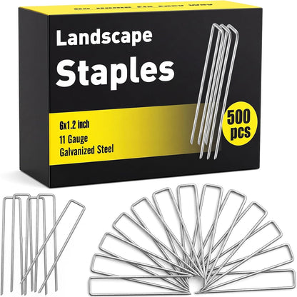 240 Pack Landscape Staples 6 Inch, Galvanized Garden Stakes