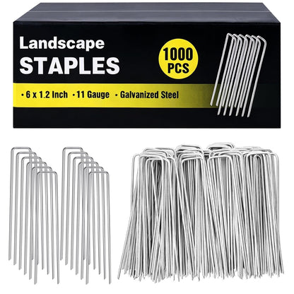 240 Pack Landscape Staples 6 Inch, Galvanized Garden Stakes