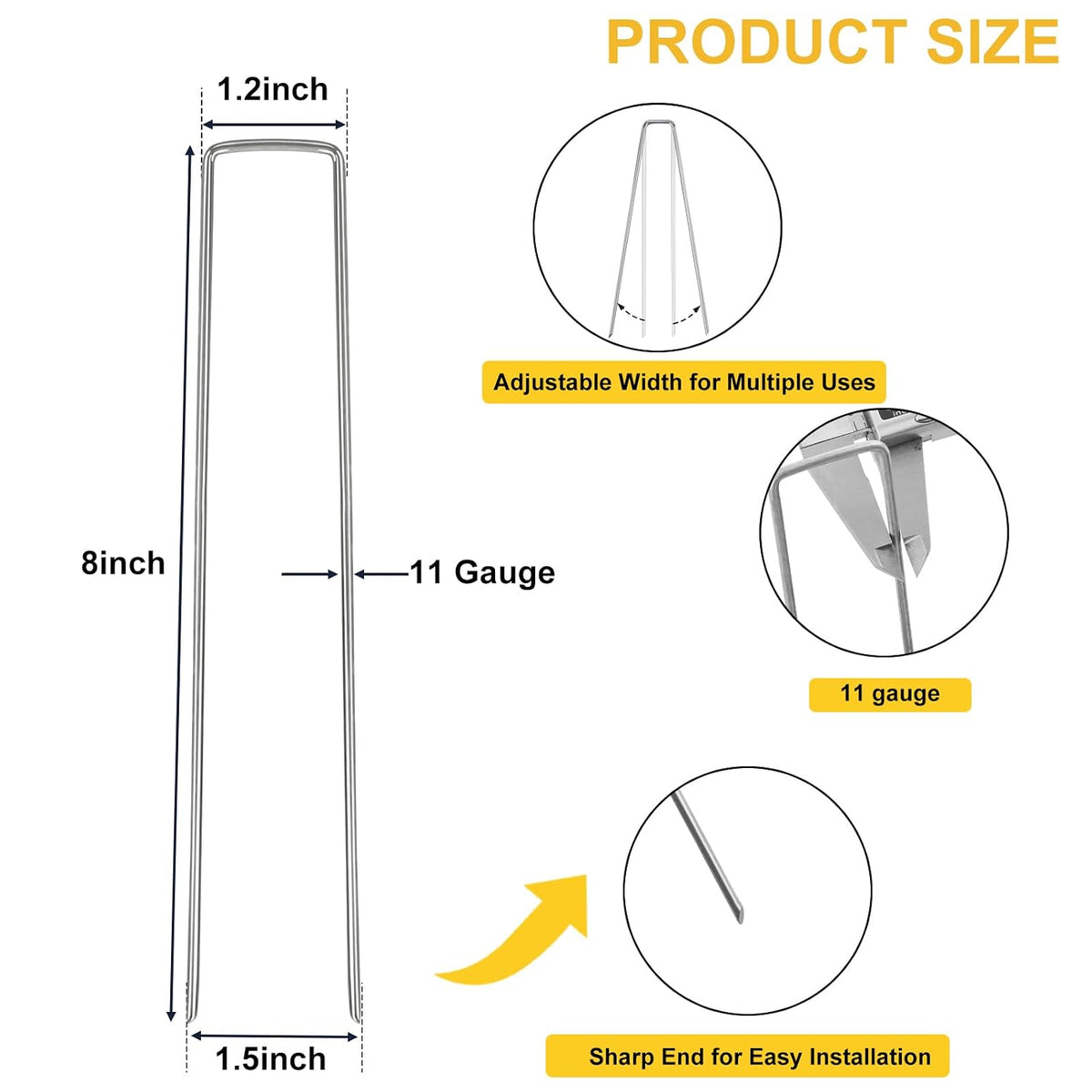 240 Pack Landscape Staples 6 Inch, Galvanized Garden Stakes
