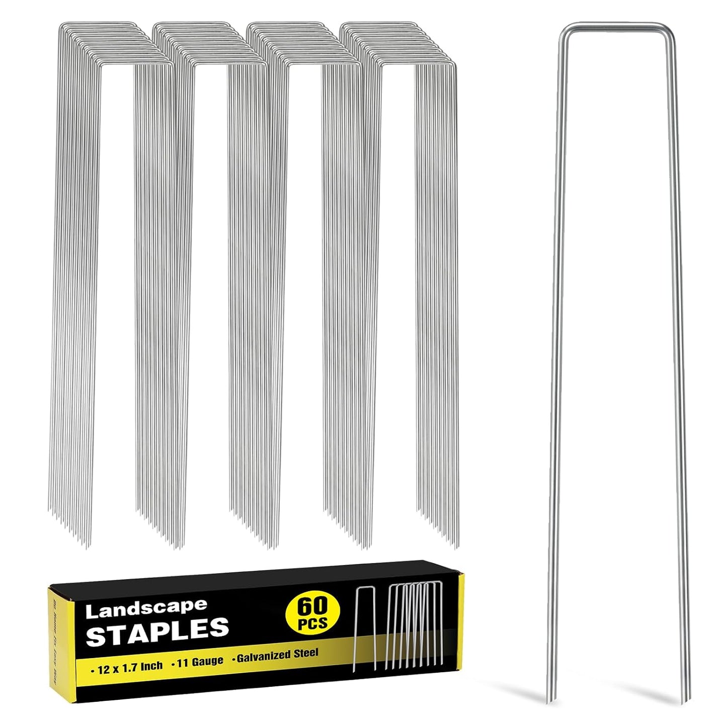 240 Pack Landscape Staples 6 Inch, Galvanized Garden Stakes
