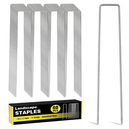 240 Pack Landscape Staples 6 Inch, Galvanized Garden Stakes
