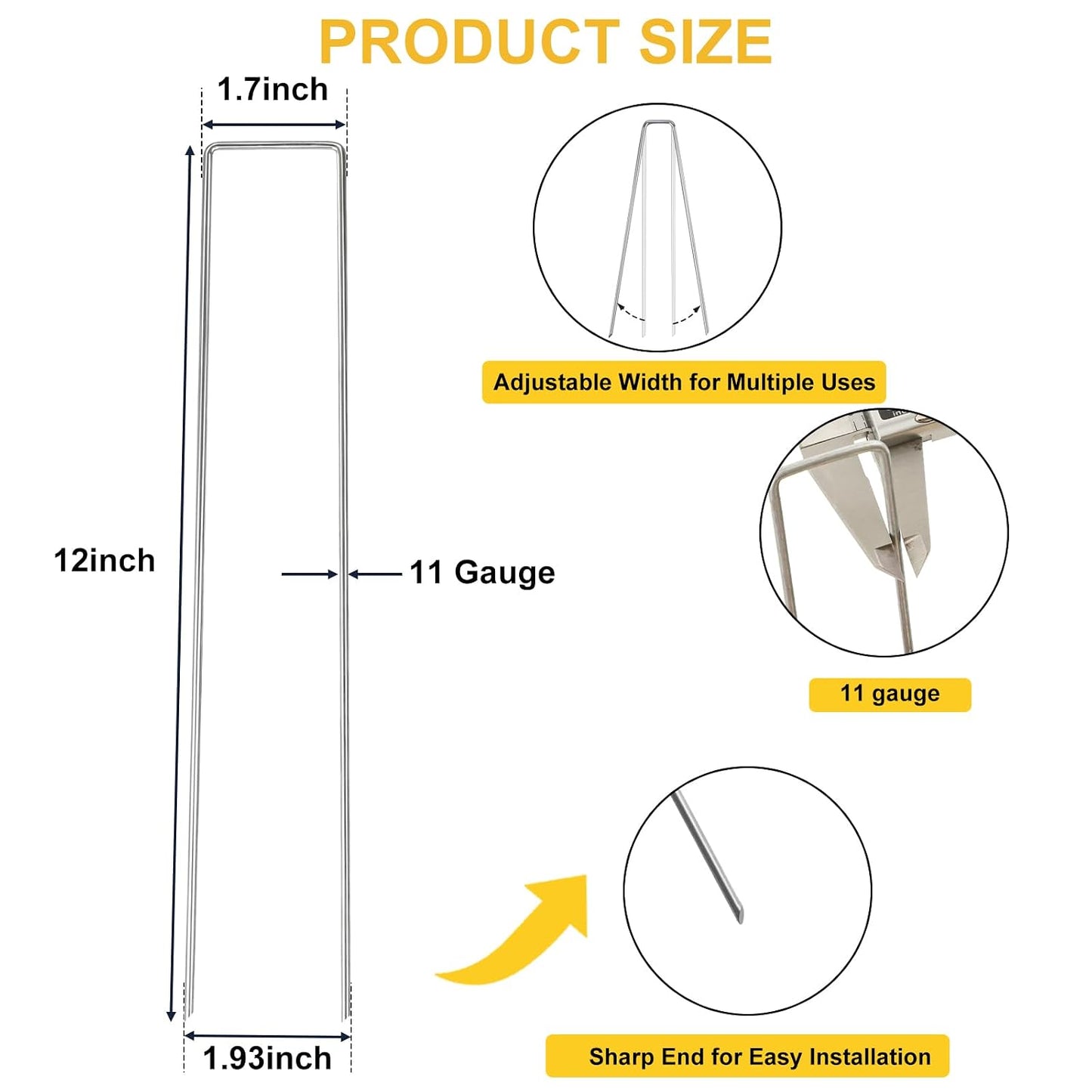 240 Pack Landscape Staples 6 Inch, Galvanized Garden Stakes
