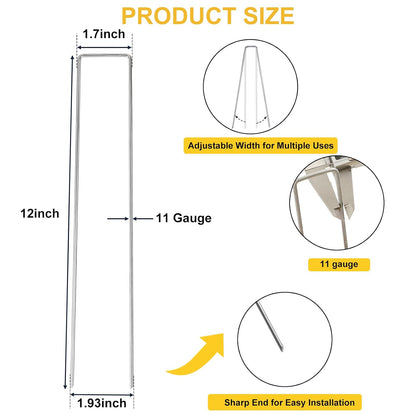 240 Pack Landscape Staples 6 Inch, Galvanized Garden Stakes