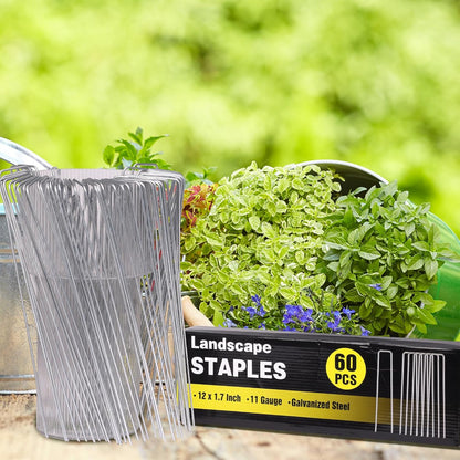 240 Pack Landscape Staples 6 Inch, Galvanized Garden Stakes
