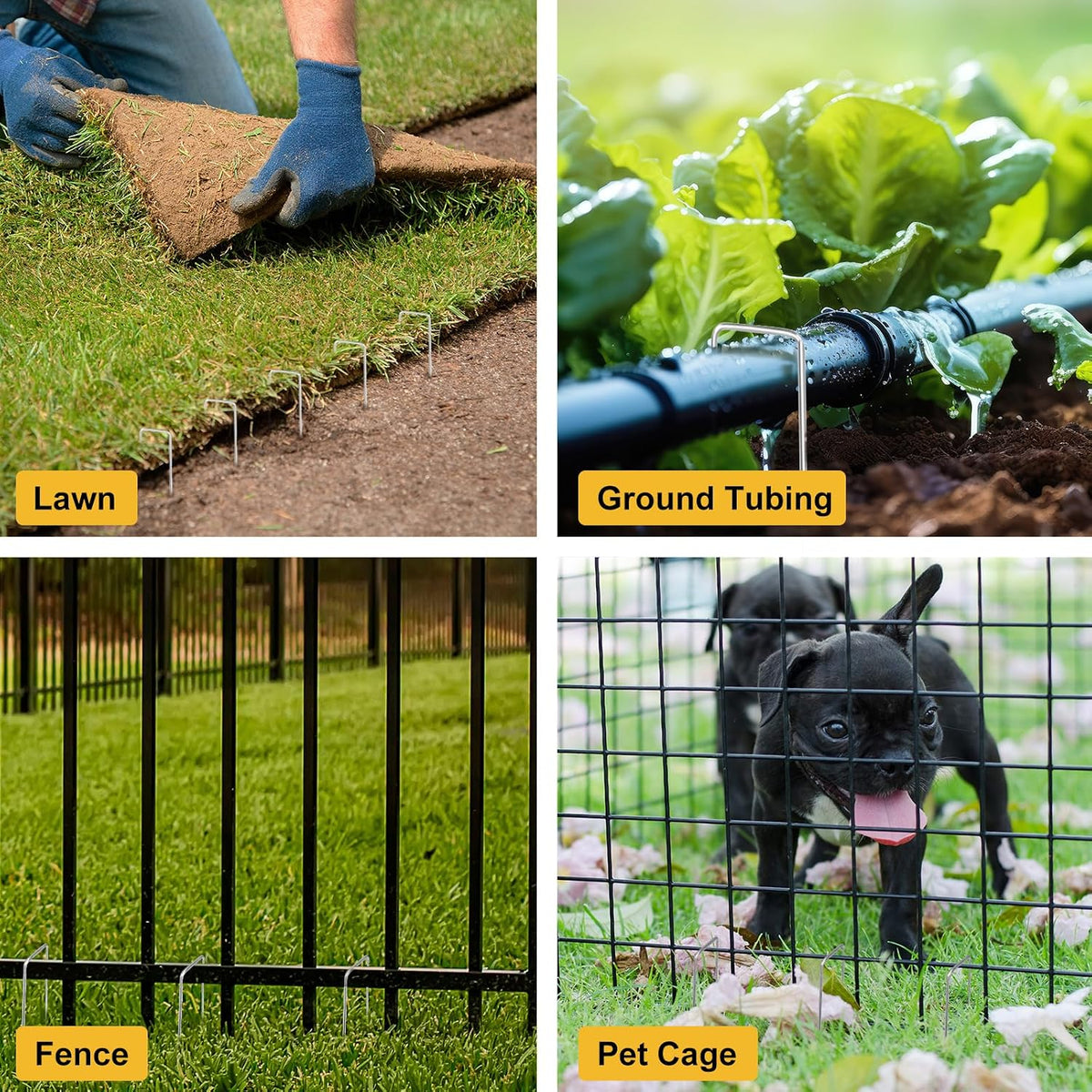 240 Pack Landscape Staples 6 Inch, Galvanized Garden Stakes