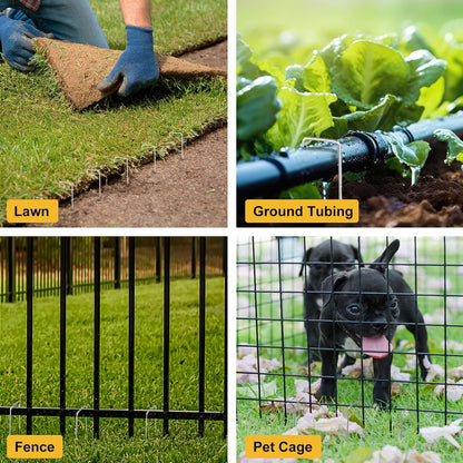 240 Pack Landscape Staples 6 Inch, Galvanized Garden Stakes