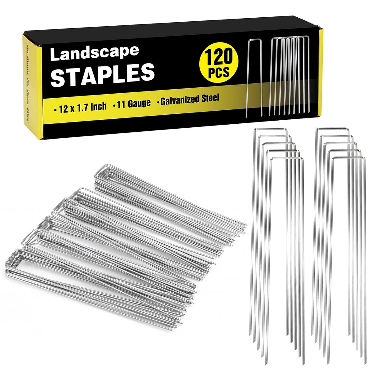 240 Pack Landscape Staples 6 Inch, Galvanized Garden Stakes