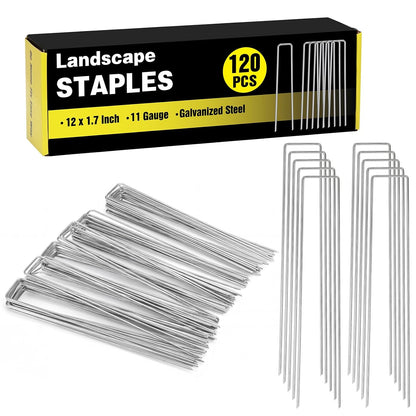 240 Pack Landscape Staples 6 Inch, Galvanized Garden Stakes