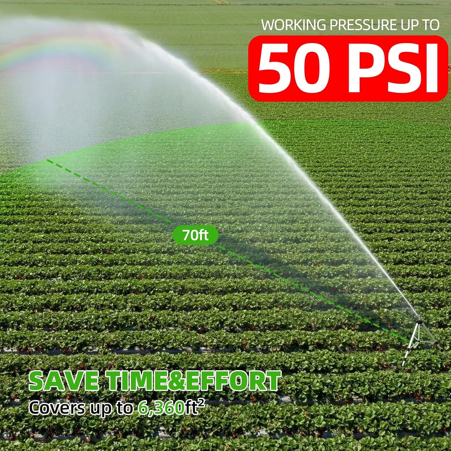 Brass Impact Tripod Sprinkler for Yard Lawn Garden Irrigation