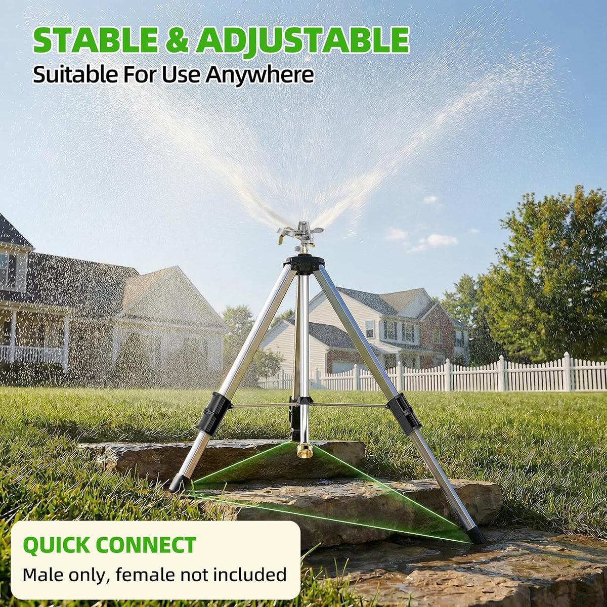 Brass Impact Tripod Sprinkler for Yard Lawn Garden Irrigation