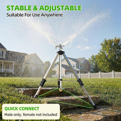 Brass Impact Tripod Sprinkler for Yard Lawn Garden Irrigation