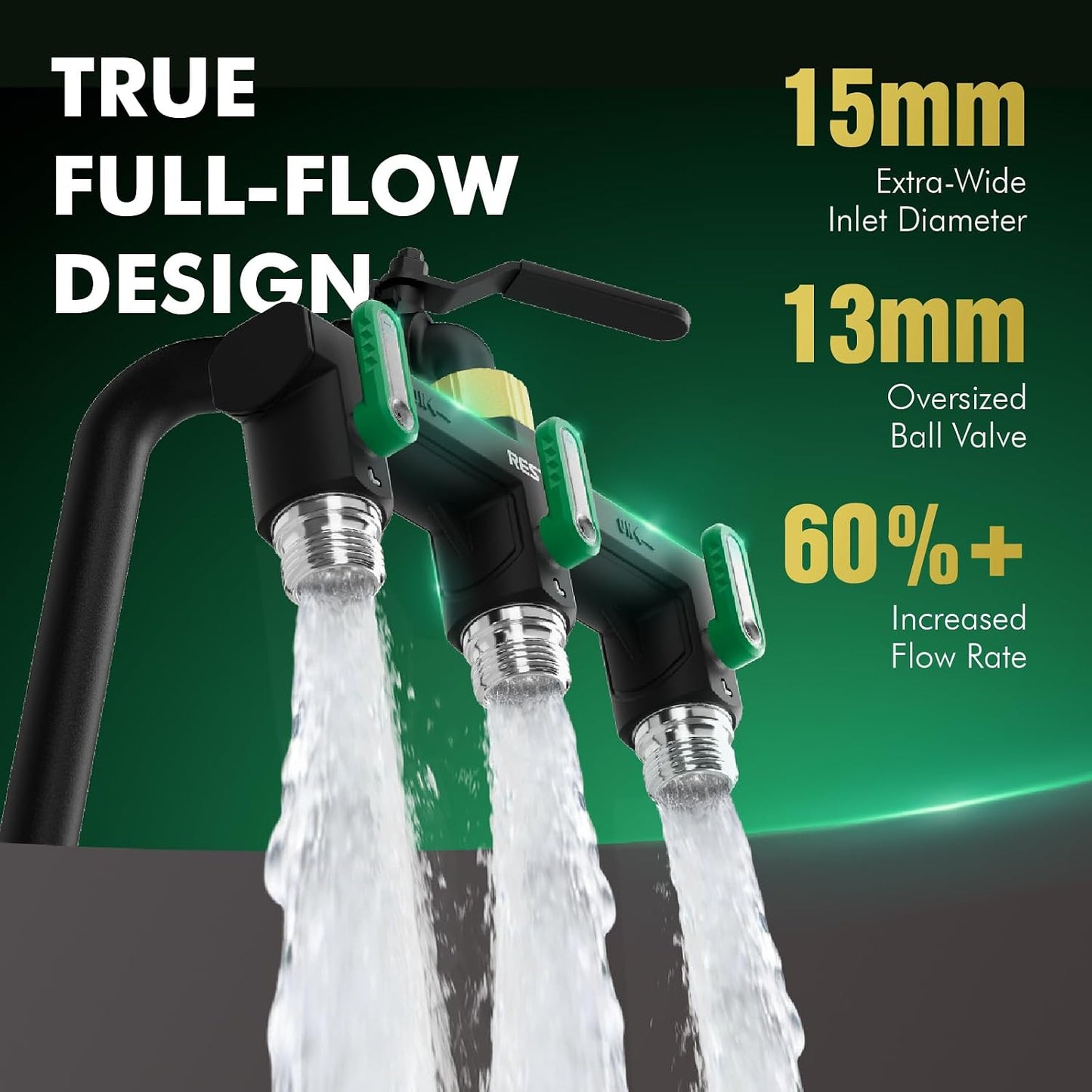 3 Way Garden Hose Splitter Heavy Duty 100% Metal Body