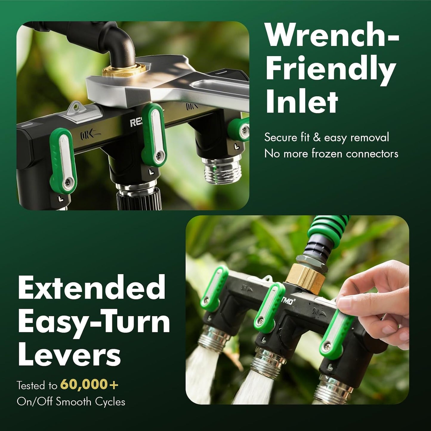 3 Way Garden Hose Splitter Heavy Duty 100% Metal Body