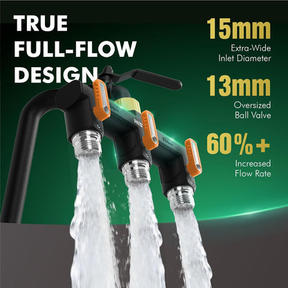 3 Way Garden Hose Splitter Heavy Duty 100% Metal Body