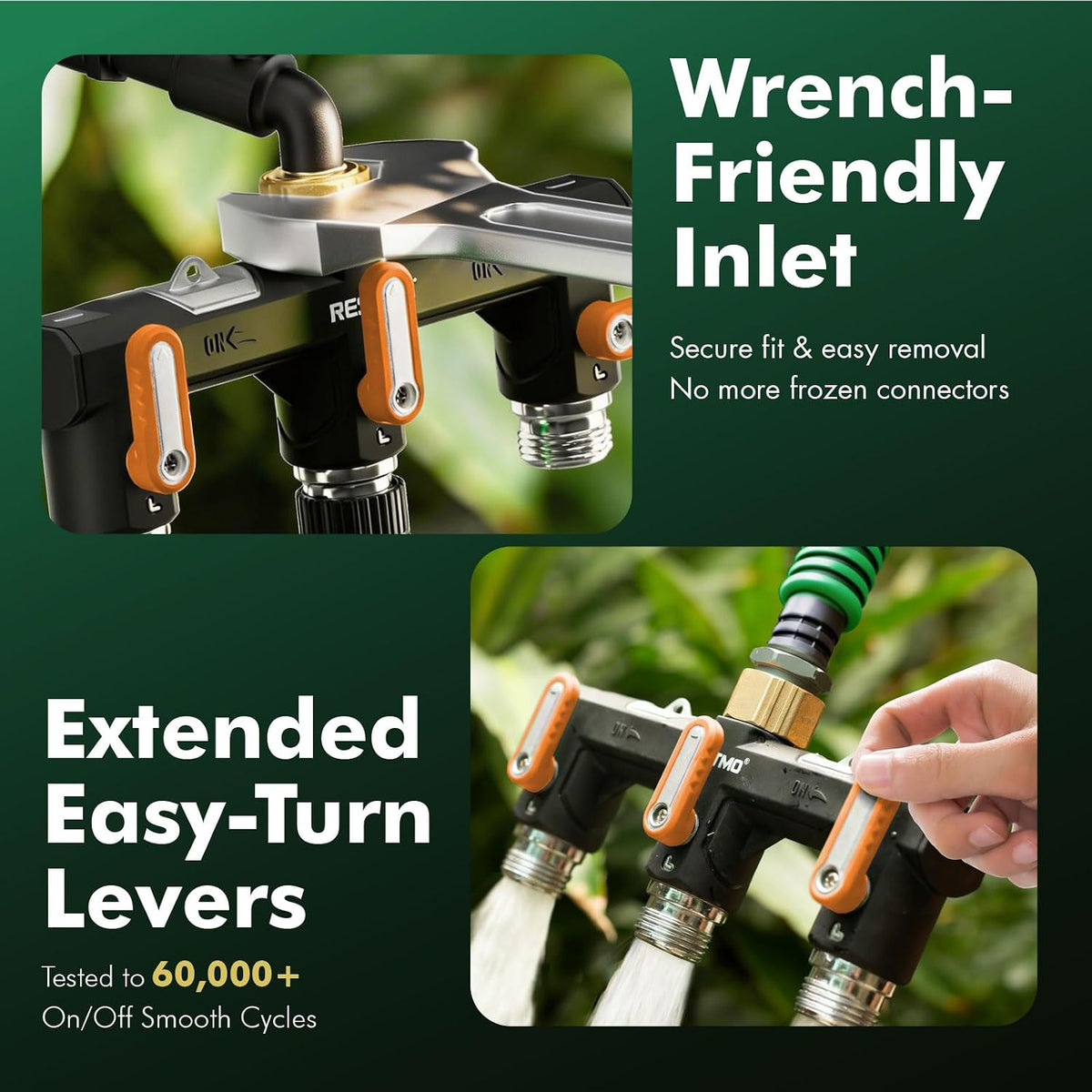 3 Way Garden Hose Splitter Heavy Duty 100% Metal Body