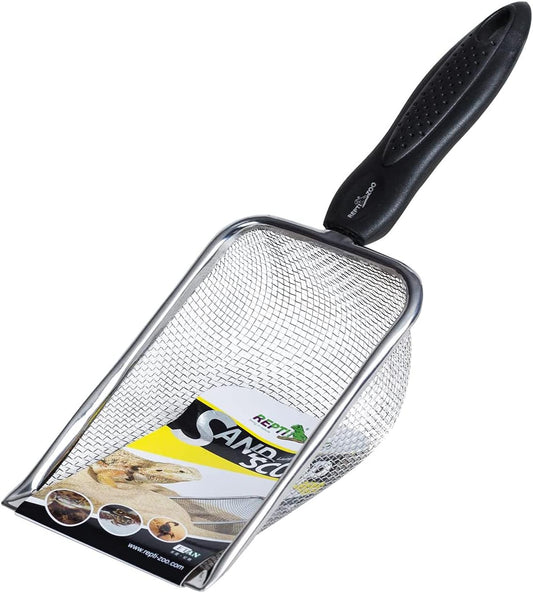 Reptile Sand Stainless Steel Fine Mesh Reptile Substrate Metal Sand Shovel Terrarium Substrate Long-Lasting Litter Cleaner Corner Scoop