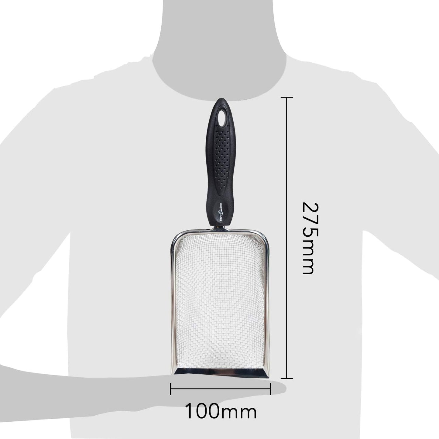 Reptile Sand Stainless Steel Fine Mesh Reptile Substrate Metal Sand Shovel Terrarium Substrate Long-Lasting Litter Cleaner Corner Scoop