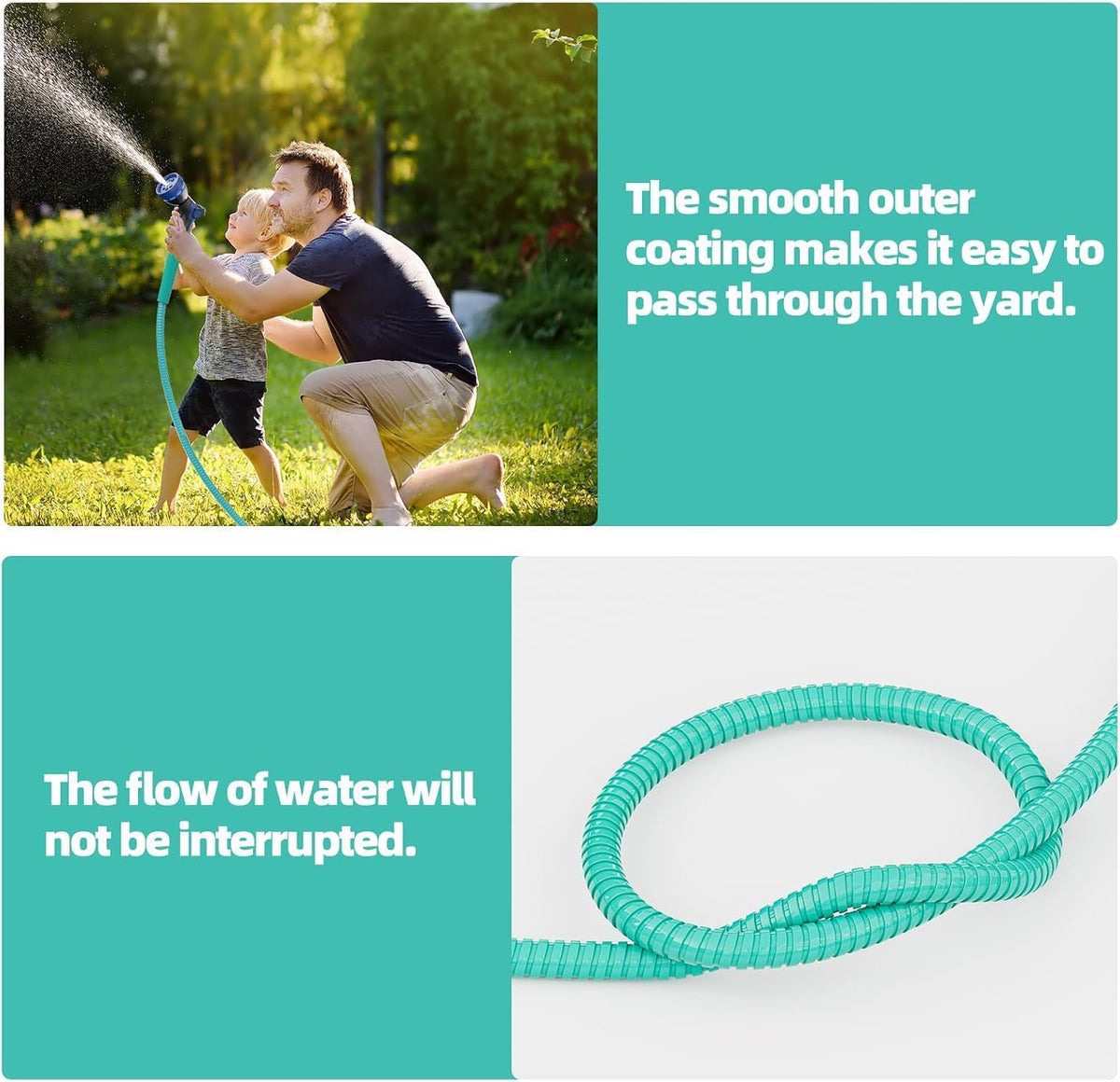 50ft 304 Stainless Steel Metal Garden Hose with Blue Nozzle