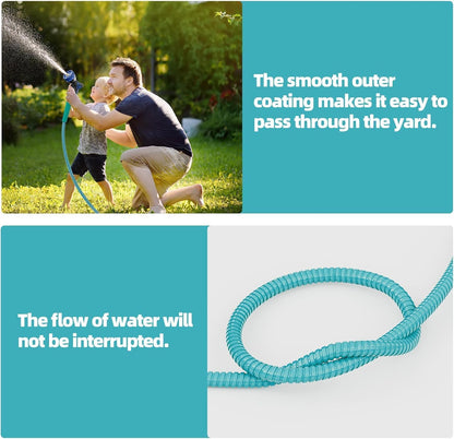 50ft 304 Stainless Steel Metal Garden Hose with Blue Nozzle