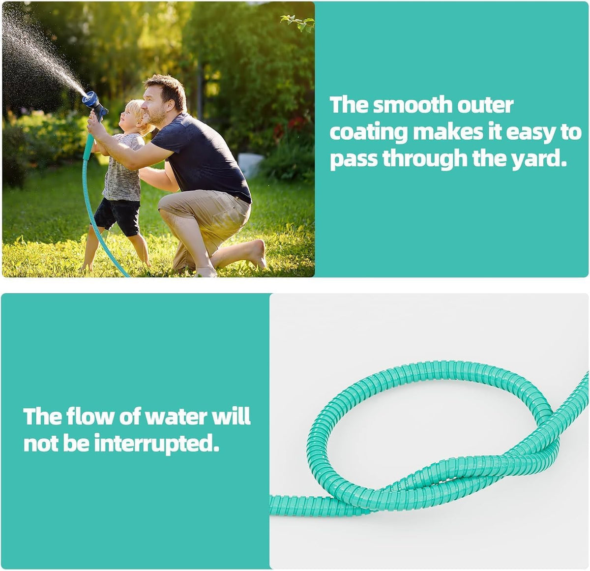 50ft 304 Stainless Steel Metal Garden Hose with Blue Nozzle