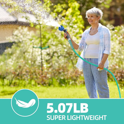 50ft 304 Stainless Steel Metal Garden Hose with Blue Nozzle