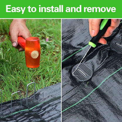 50Pcs Garden Stakes Staples + 50Pcs Gasket, 6 Inch Lawn Landscape Staples 11 Gauge U Shaped Galvanized Landscape Pins, Heavy Duty Yard Ground Pin for Weed Barrier Sod Fabric Decorations - 6"