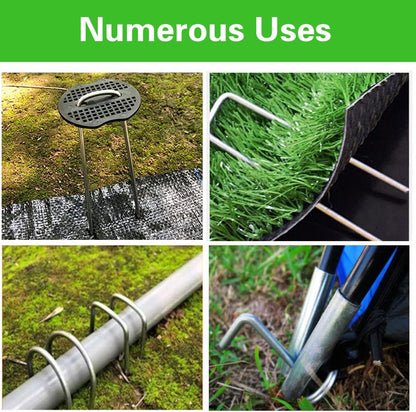 50Pcs Garden Stakes Staples + 50Pcs Gasket, 6 Inch Lawn Landscape Staples 11 Gauge U Shaped Galvanized Landscape Pins, Heavy Duty Yard Ground Pin for Weed Barrier Sod Fabric Decorations - 6"