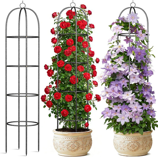 Metal Trellis for Climbing Plants Outdoor, 2026 Upgrade 100% Metal with Powder Coating, Rose, Flowers, Grape, Pea, Cucumber Tomato Cage - 6.3 FT Freestanding Plant Support