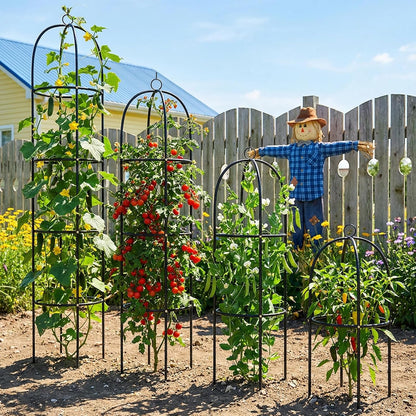 Metal Trellis for Climbing Plants Outdoor, 2026 Upgrade 100% Metal with Powder Coating, Rose, Flowers, Grape, Pea, Cucumber Tomato Cage - 6.3 FT Freestanding Plant Support