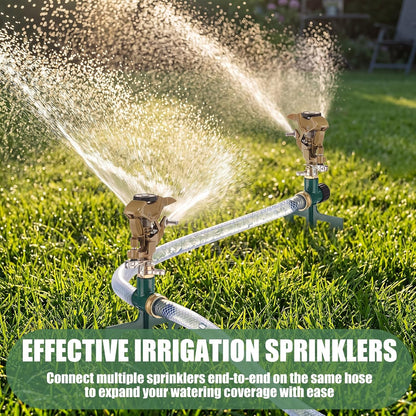 4 Pack Impact Sprinkler for Yard on Spike Base, Heavy Duty Metal Impact Sprinkler Head with 360° Adjustable Spray for Large Area Lawn & Yard Irrigation
