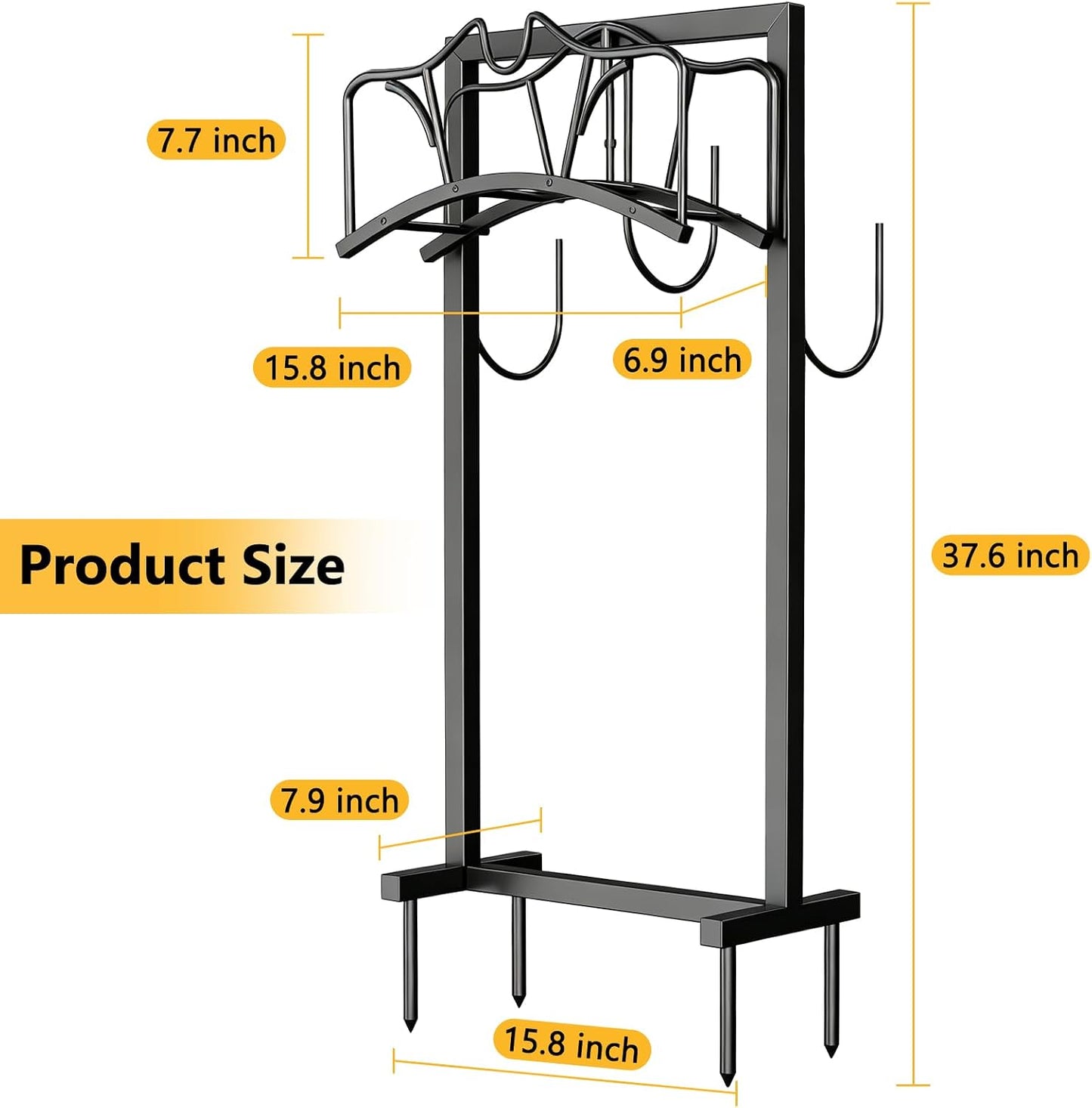Garden Hose Holder Holds 2 x 150FT Hoses, Freestanding Hose Holder with 4 Spikes, Rustproof Water Hose Holder Storage for Outside Yard Lawn Farm