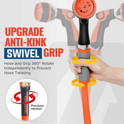 Flexible Garden Hose 5/8" x 5ft, 360° Swivel Handle, Burst 600 PSI