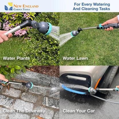 18 Inch Heavy Duty Metal Watering Wand with 9 Spray Patterns 600001, Flexible 180° Head, Thumb Flow Control, Comfort Grip, for Plants, Lawn, Garden, Car Washing & Cleaning