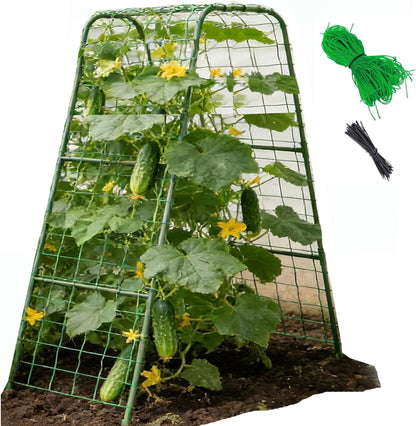 Cucumber Trellis for Raised Bed, U-Shape Garden Arch Metal Support for Climbing Plants, Metal Arch Plant Support Vegetables Trellis, Plant Support for Vine Outdoor (47x15.7in) NOT for Heavy Plant