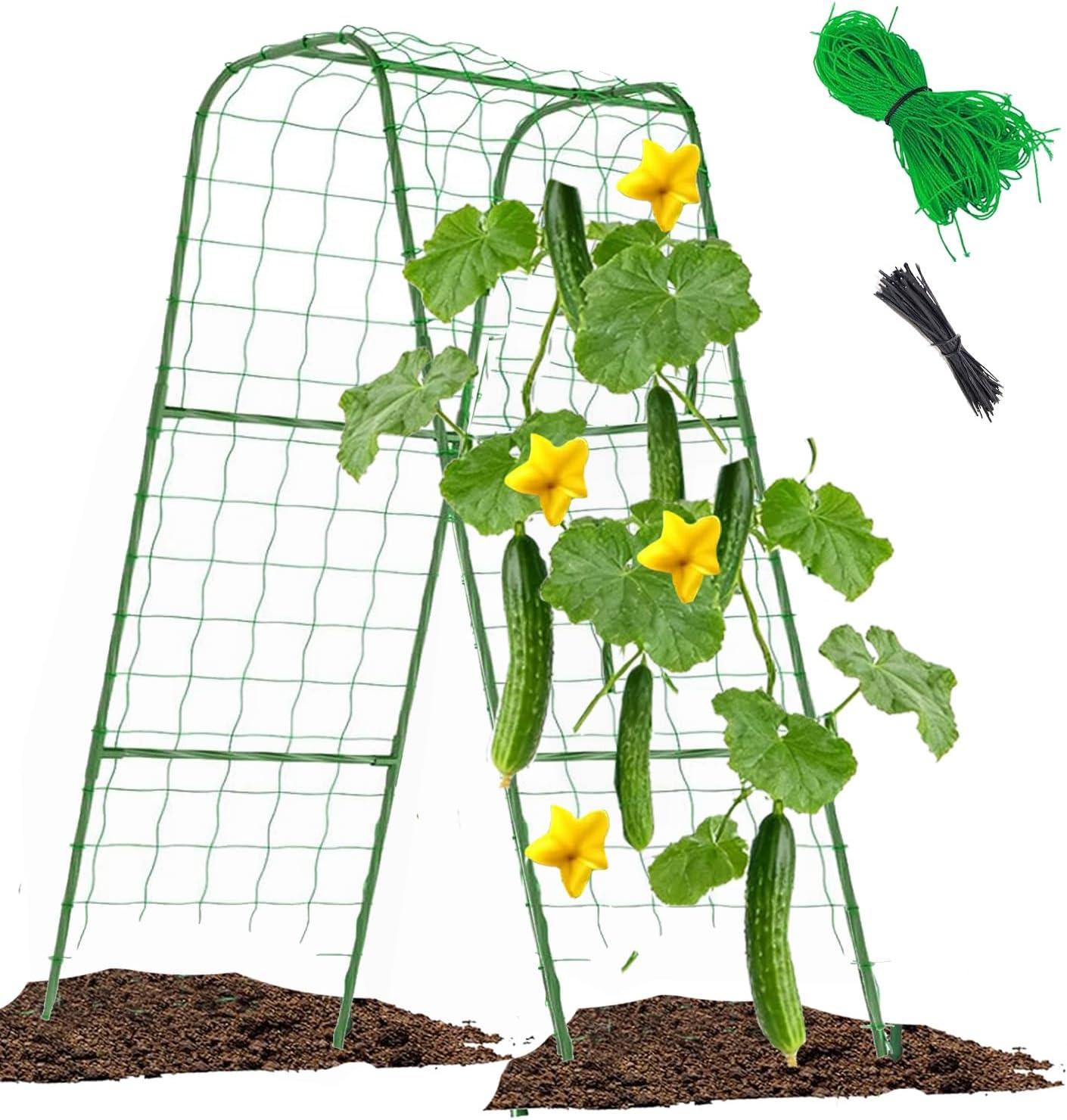 Cucumber Trellis for Raised Bed, U-Shape Garden Arch Metal Support for Climbing Plants, Metal Arch Plant Support Vegetables Trellis, Plant Support for Vine Outdoor (47x15.7in) NOT for Heavy Plant