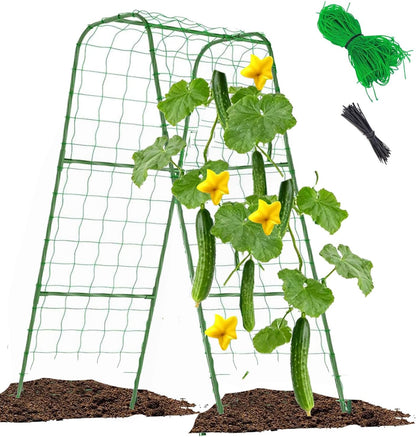 Cucumber Trellis for Raised Bed, U-Shape Garden Arch Metal Support for Climbing Plants, Metal Arch Plant Support Vegetables Trellis, Plant Support for Vine Outdoor (47x15.7in) NOT for Heavy Plant