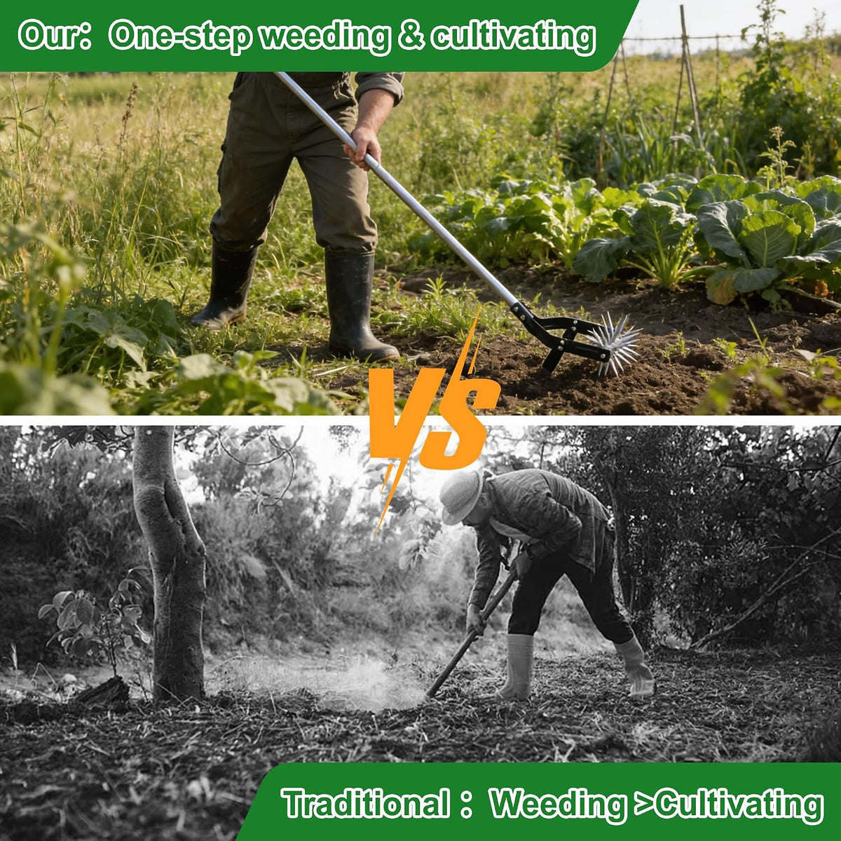 2‑in‑1 Rotary Cultivator for Tilling and Weeding