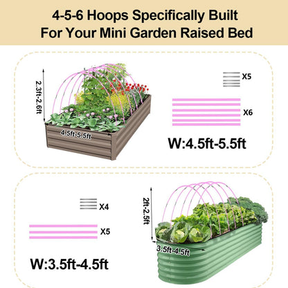 Garden Hoops, Pink Greenhouse Hoops for 2.5-5.5ft Wide Raised Beds, Small Garden Tunnel Hoops for Row Cover, 4 Sets of 5.6ft Long Super Bendable Fiberglass Support Hoops Frame, 20pcs M Size