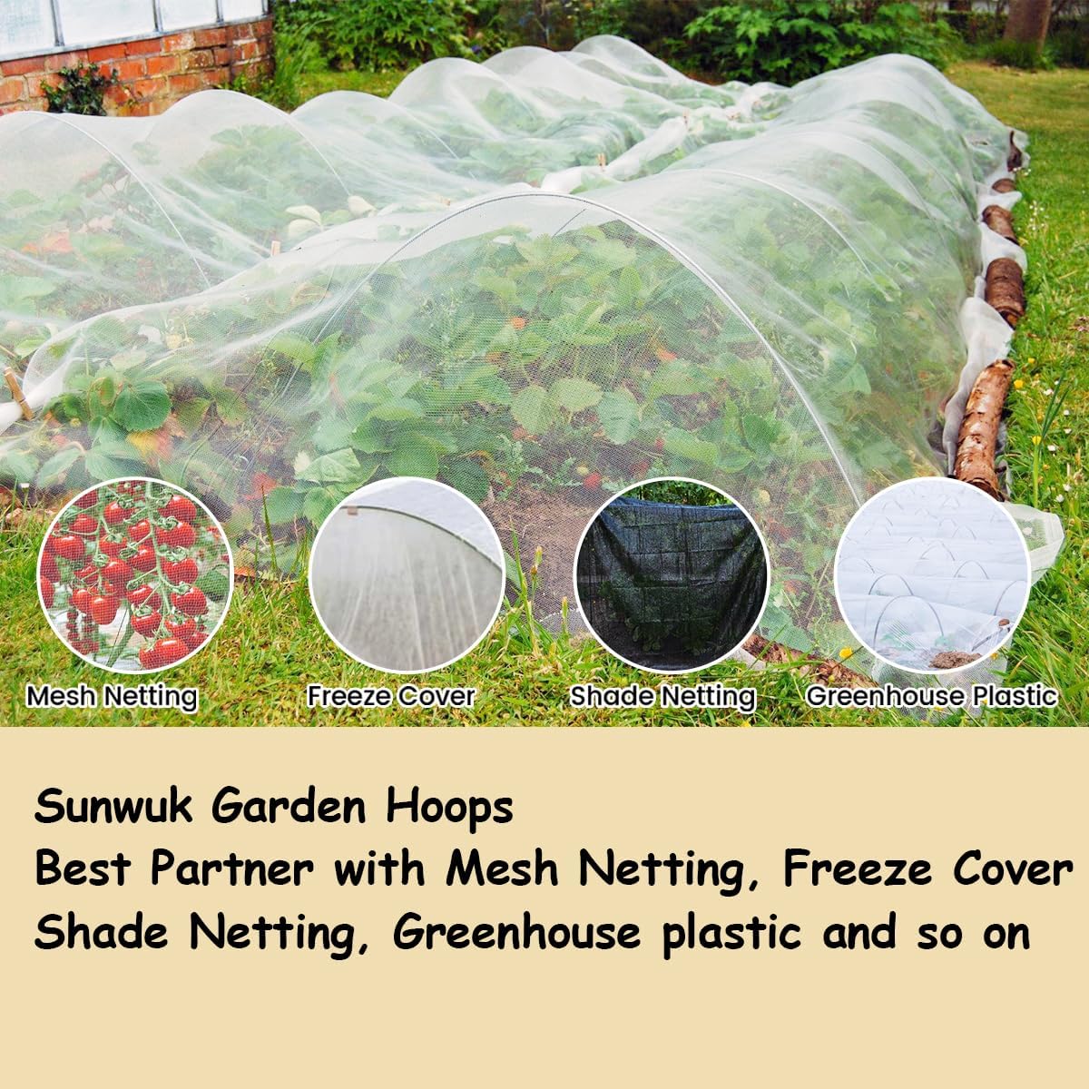 Garden Hoops, Pink Greenhouse Hoops for 2.5-5.5ft Wide Raised Beds, Small Garden Tunnel Hoops for Row Cover, 4 Sets of 5.6ft Long Super Bendable Fiberglass Support Hoops Frame, 20pcs M Size